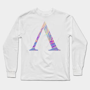 Lamda Sorority Letter Sticker Long Sleeve T-Shirt